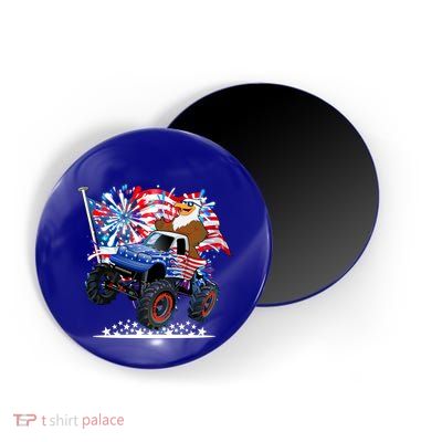 Funny American Usa Flag Eagle Monster Truck Magnet