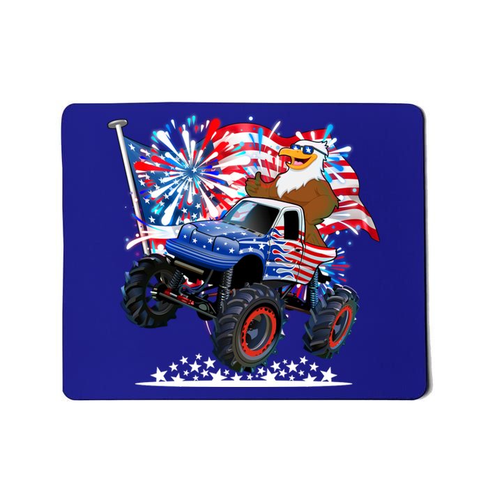 Funny American Usa Flag Eagle Monster Truck Mousepad