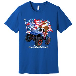 Funny American Usa Flag Eagle Monster Truck Premium T-Shirt