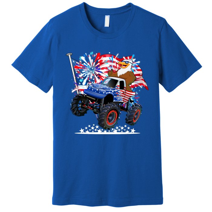 Funny American Usa Flag Eagle Monster Truck Premium T-Shirt