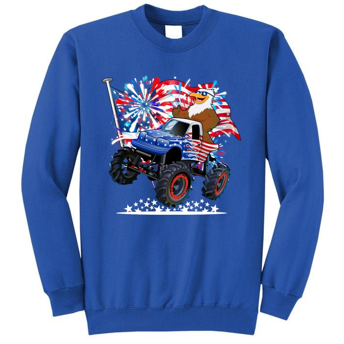 Funny American Usa Flag Eagle Monster Truck Tall Sweatshirt