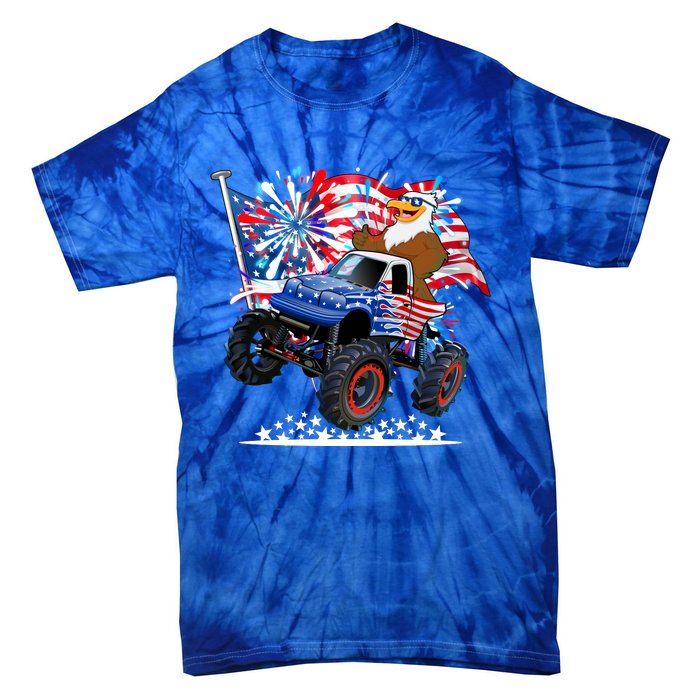 Funny American Usa Flag Eagle Monster Truck Tie-Dye T-Shirt