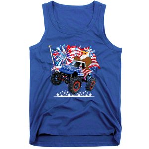 Funny American Usa Flag Eagle Monster Truck Tank Top