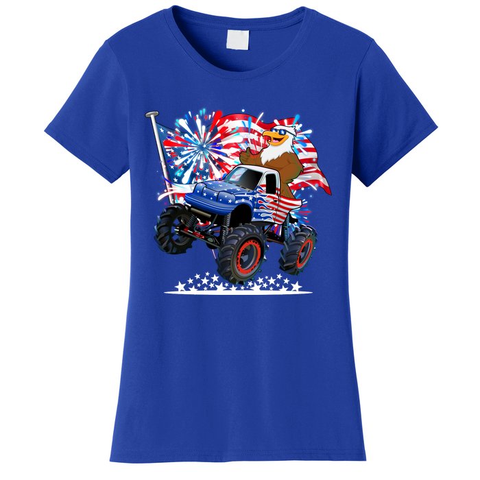 Funny American Usa Flag Eagle Monster Truck Women's T-Shirt