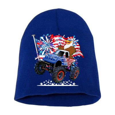 Funny American Usa Flag Eagle Monster Truck Short Acrylic Beanie