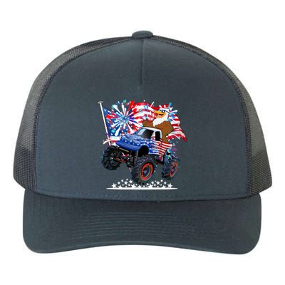 Funny American Usa Flag Eagle Monster Truck Yupoong Adult 5-Panel Trucker Hat