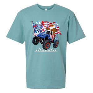 Funny American Usa Flag Eagle Monster Truck Sueded Cloud Jersey T-Shirt