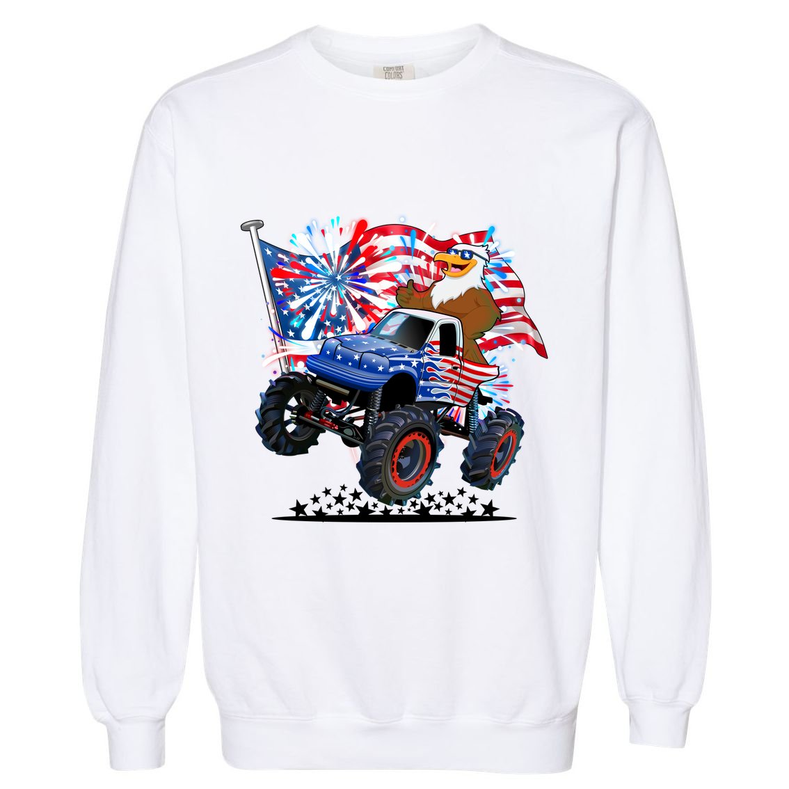 Funny American Usa Flag Eagle Monster Truck Garment-Dyed Sweatshirt