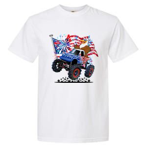 Funny American Usa Flag Eagle Monster Truck Garment-Dyed Heavyweight T-Shirt