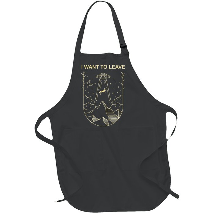 Funny Alien Ufo Extraterrestrial I Want O Leave Alien Lover Full-Length Apron With Pockets