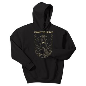 Funny Alien Ufo Extraterrestrial I Want O Leave Alien Lover Kids Hoodie