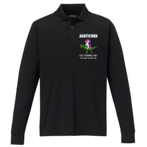 Funny Aunt Unicorn Aunticorn Crazy Aunt Gift Gift Performance Long Sleeve Polo