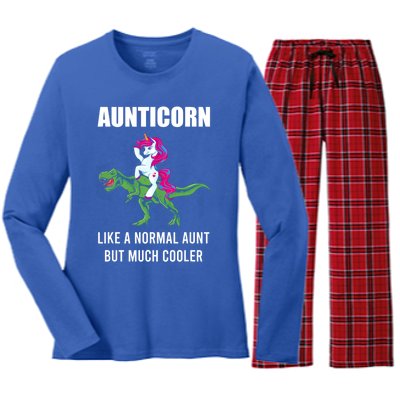 Funny Aunt Unicorn Aunticorn Crazy Aunt Gift Gift Women's Long Sleeve Flannel Pajama Set 