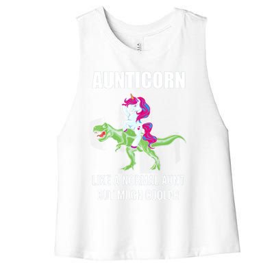 Funny Aunt Unicorn Aunticorn Crazy Aunt Gift Gift Women's Racerback Cropped Tank