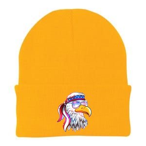 Funny American USA Flag Bandana Eagle Knit Cap Winter Beanie