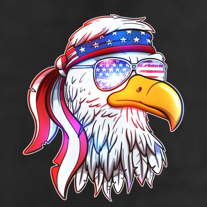 Funny American USA Flag Bandana Eagle 7 Panel Mesh Trucker Snapback Hat