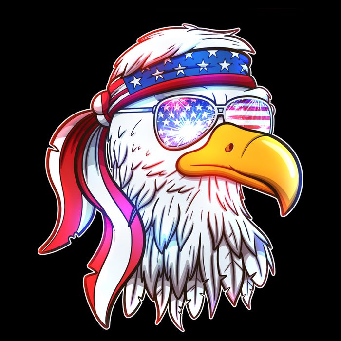 Funny American USA Flag Bandana Eagle V-Neck T-Shirt