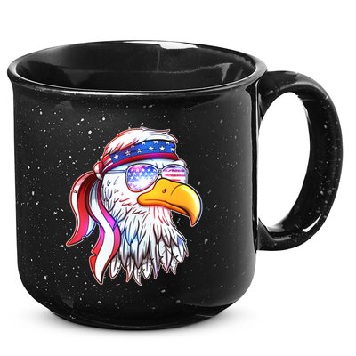 Funny American USA Flag Bandana Eagle 15oz Campfire Ceramic Mug