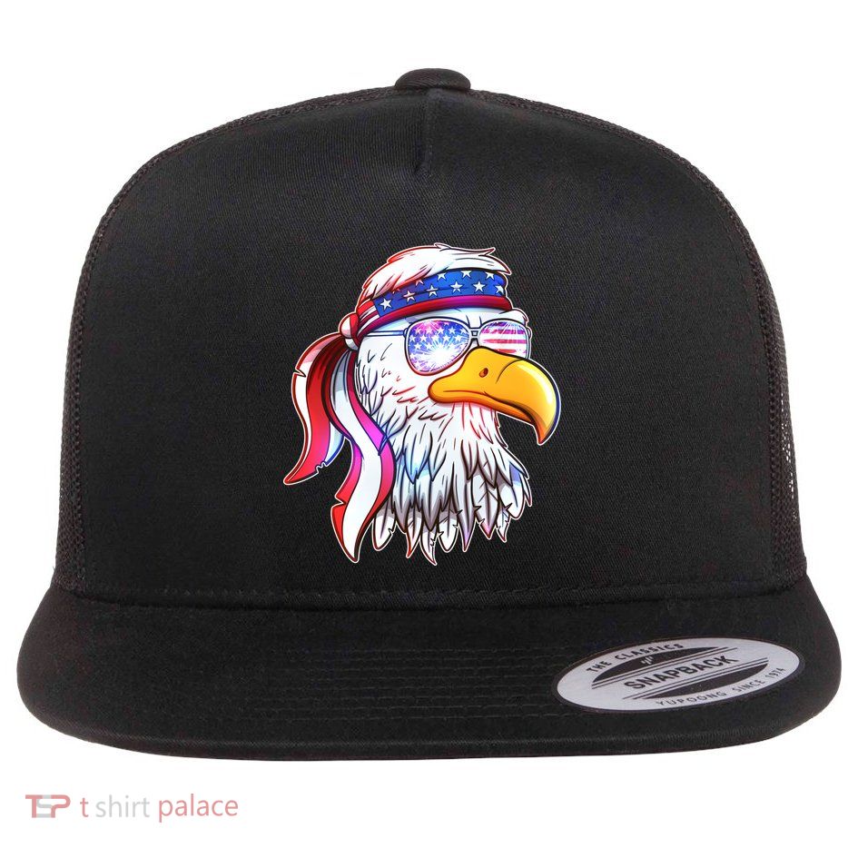 Funny American USA Flag Bandana Eagle Flatbill Hat