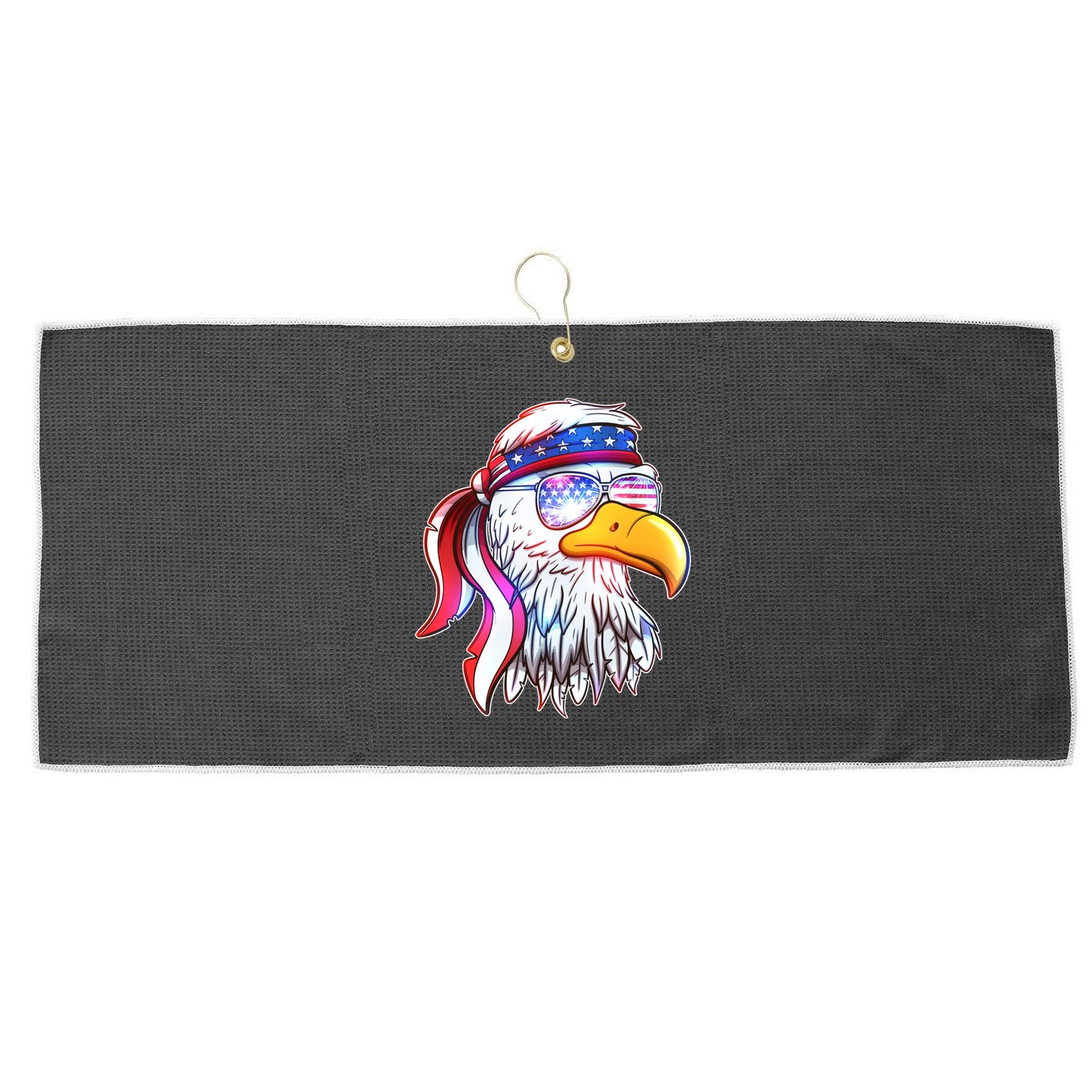 Funny American USA Flag Bandana Eagle Large Microfiber Waffle Golf Towel