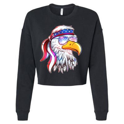 Funny American USA Flag Bandana Eagle Cropped Pullover Crew