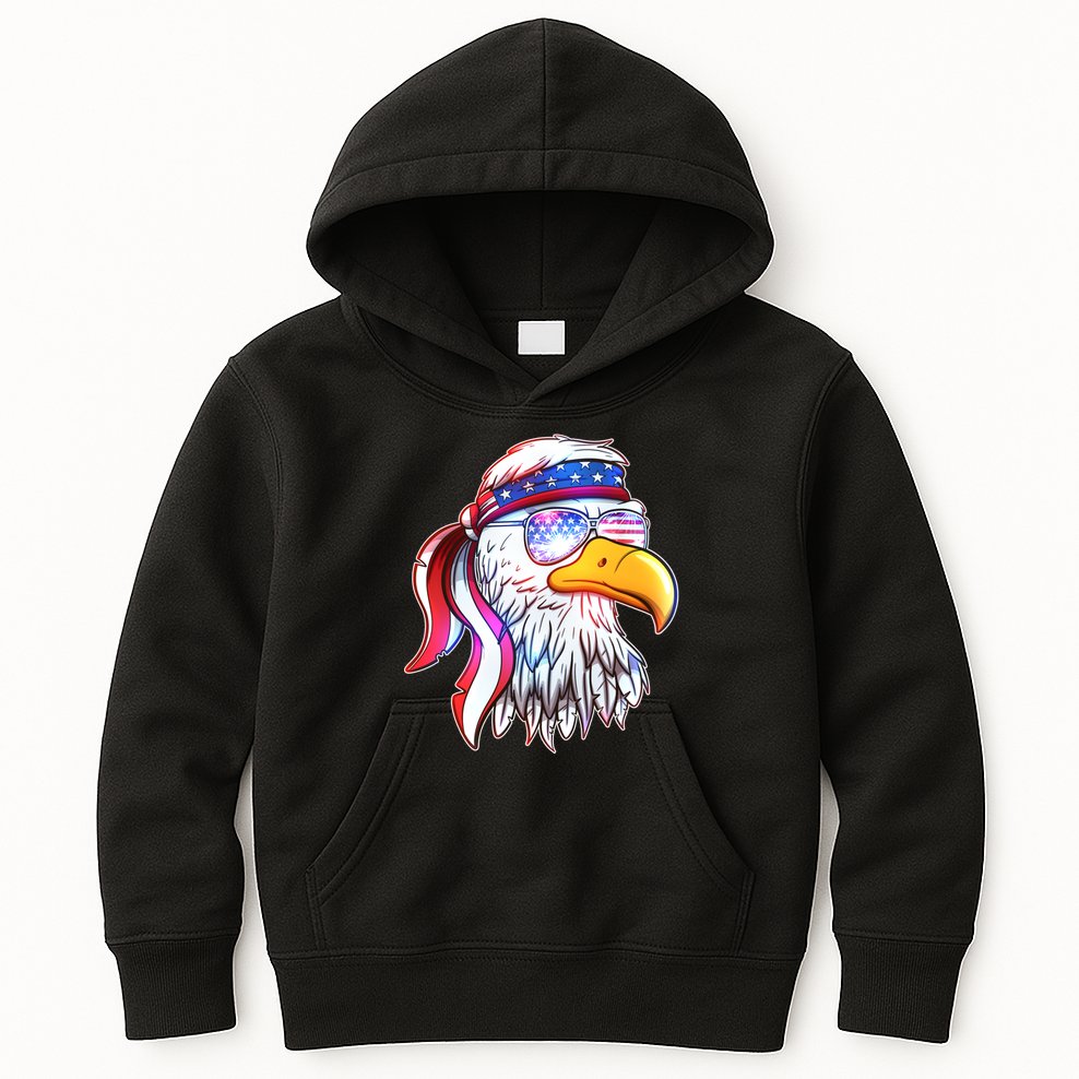 Funny American USA Flag Bandana Eagle Kids Hoodie