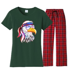 Funny American USA Flag Bandana Eagle Women's Flannel Pajama Set