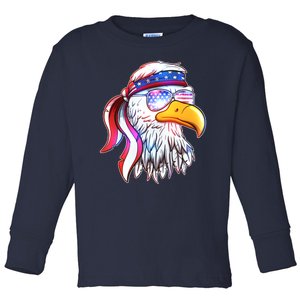 Funny American USA Flag Bandana Eagle Toddler Long Sleeve Shirt