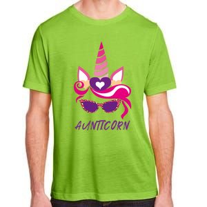 Funny Aunticorn Unicorn Cute Leopard Print Shades Aunt Gift Adult ChromaSoft Performance T-Shirt