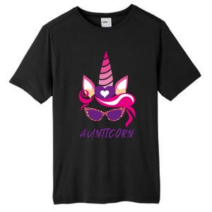 Funny Aunticorn Unicorn Cute Leopard Print Shades Aunt Gift Tall Fusion ChromaSoft Performance T-Shirt