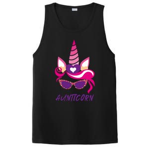 Funny Aunticorn Unicorn Cute Leopard Print Shades Aunt Gift PosiCharge Competitor Tank