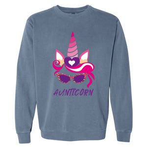 Funny Aunticorn Unicorn Cute Leopard Print Shades Aunt Gift Garment-Dyed Sweatshirt