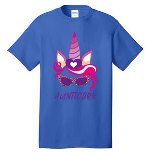 Funny Aunticorn Unicorn Cute Leopard Print Shades Aunt Gift Tall T-Shirt