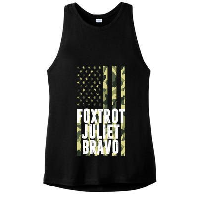 FJB Army Usa Flag Foxtrot Juliet Bravo Ladies PosiCharge Tri-Blend Wicking Tank