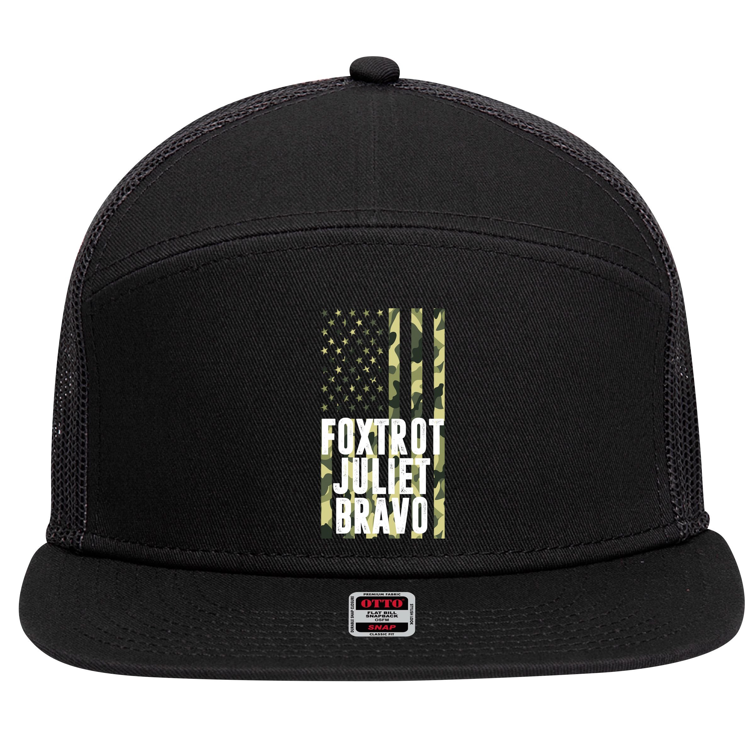 FJB Army Usa Flag Foxtrot Juliet Bravo 7 Panel Mesh Trucker Snapback Hat