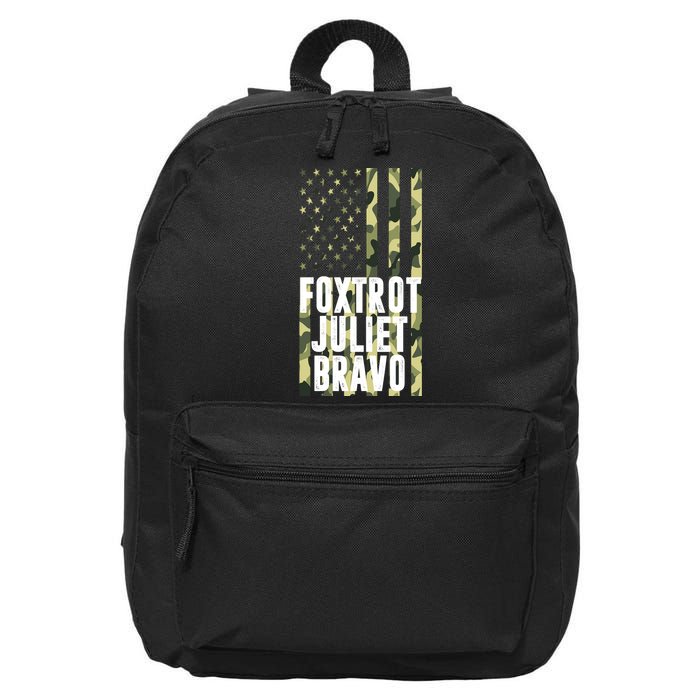 FJB Army Usa Flag Foxtrot Juliet Bravo 16 in Basic Backpack