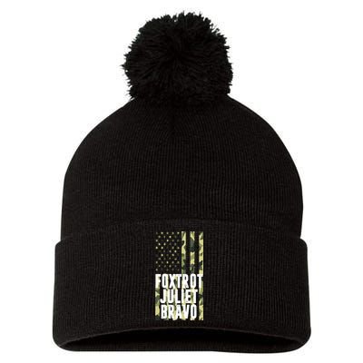 FJB Army Usa Flag Foxtrot Juliet Bravo Pom Pom 12in Knit Beanie