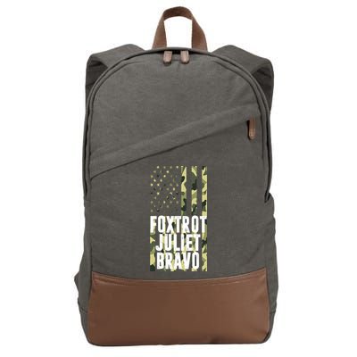 FJB Army Usa Flag Foxtrot Juliet Bravo Cotton Canvas Backpack