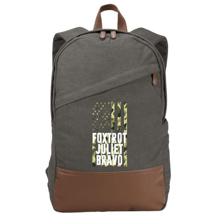 FJB Army Usa Flag Foxtrot Juliet Bravo Cotton Canvas Backpack
