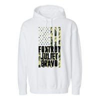 FJB Army Usa Flag Foxtrot Juliet Bravo Garment-Dyed Fleece Hoodie
