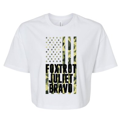 FJB Army Usa Flag Foxtrot Juliet Bravo Bella+Canvas Jersey Crop Tee