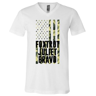 FJB Army Usa Flag Foxtrot Juliet Bravo V-Neck T-Shirt