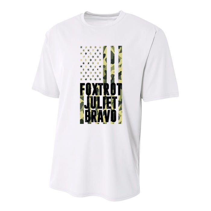 FJB Army Usa Flag Foxtrot Juliet Bravo Youth Performance Sprint T-Shirt