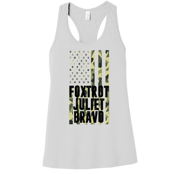 FJB Army Usa Flag Foxtrot Juliet Bravo Women's Racerback Tank