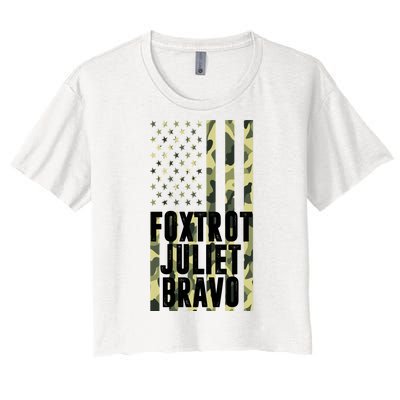 FJB Army Usa Flag Foxtrot Juliet Bravo Women's Crop Top Tee