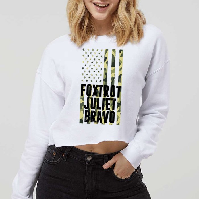 FJB Army Usa Flag Foxtrot Juliet Bravo Cropped Pullover Crew
