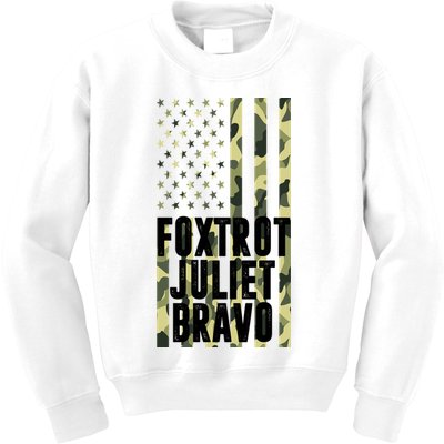 FJB Army Usa Flag Foxtrot Juliet Bravo Kids Sweatshirt