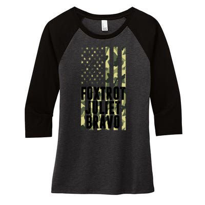 FJB Army Usa Flag Foxtrot Juliet Bravo Women's Tri-Blend 3/4-Sleeve Raglan Shirt