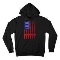 Fishing American USA Flag For Bass Fisherman Gifts Daddy Tall Hoodie