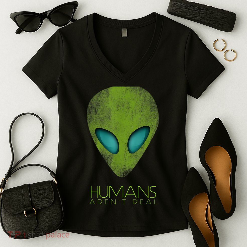 Funny Aliens UFO Women's V-Neck T-Shirt